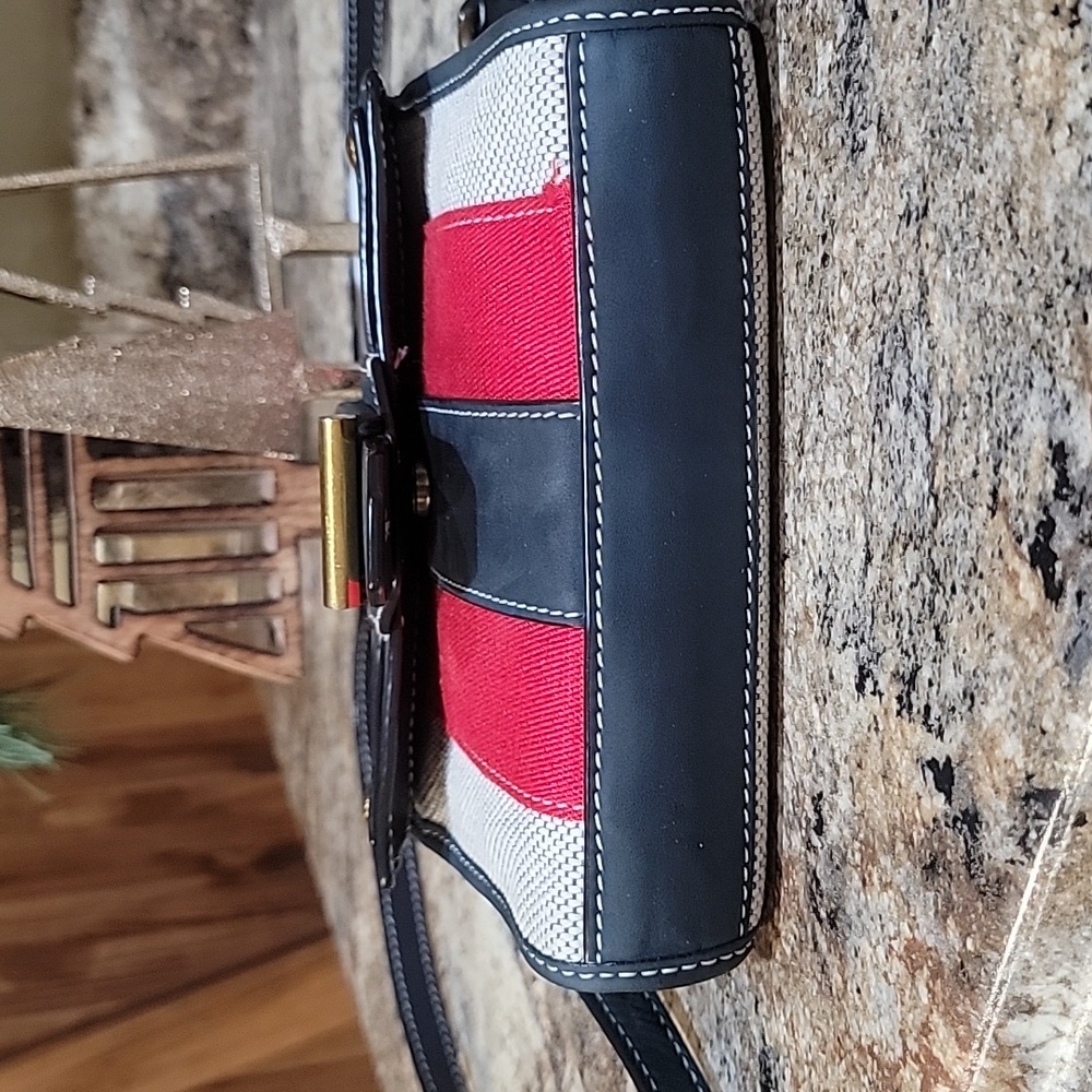 TORY BURCH EUC Maritime Stripe Crossbody Bag, Navy/Ivory/Red - Picture 12 of 14